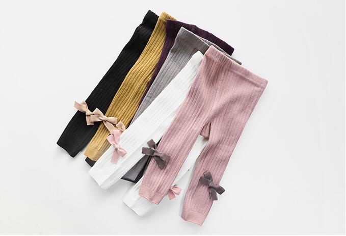 Lente Baby Girl Stretch Leggings Broek Mooie Boog Herfst Peuter Kind Breien Broek Meisjes Leggings