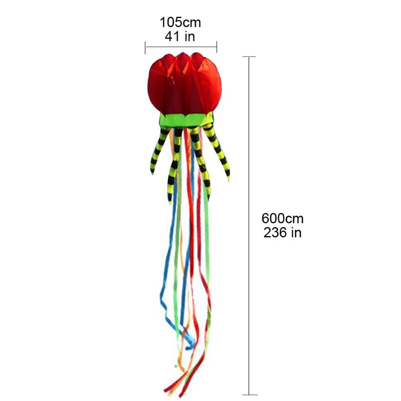 Octopus Kite - 105x600cm - Soft Frameless Design - Family Outdoor Entertainment Sports