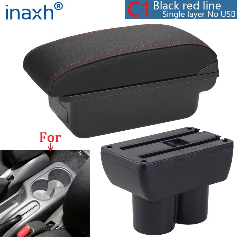 Voor Suzuki Jimny Armsteun Doos Interieur 2007 Onderdelen Speciale Retrofit Onderdelen Auto Armsteun Center Opbergdoos Met Usb led Licht: C1 Black red NO USB