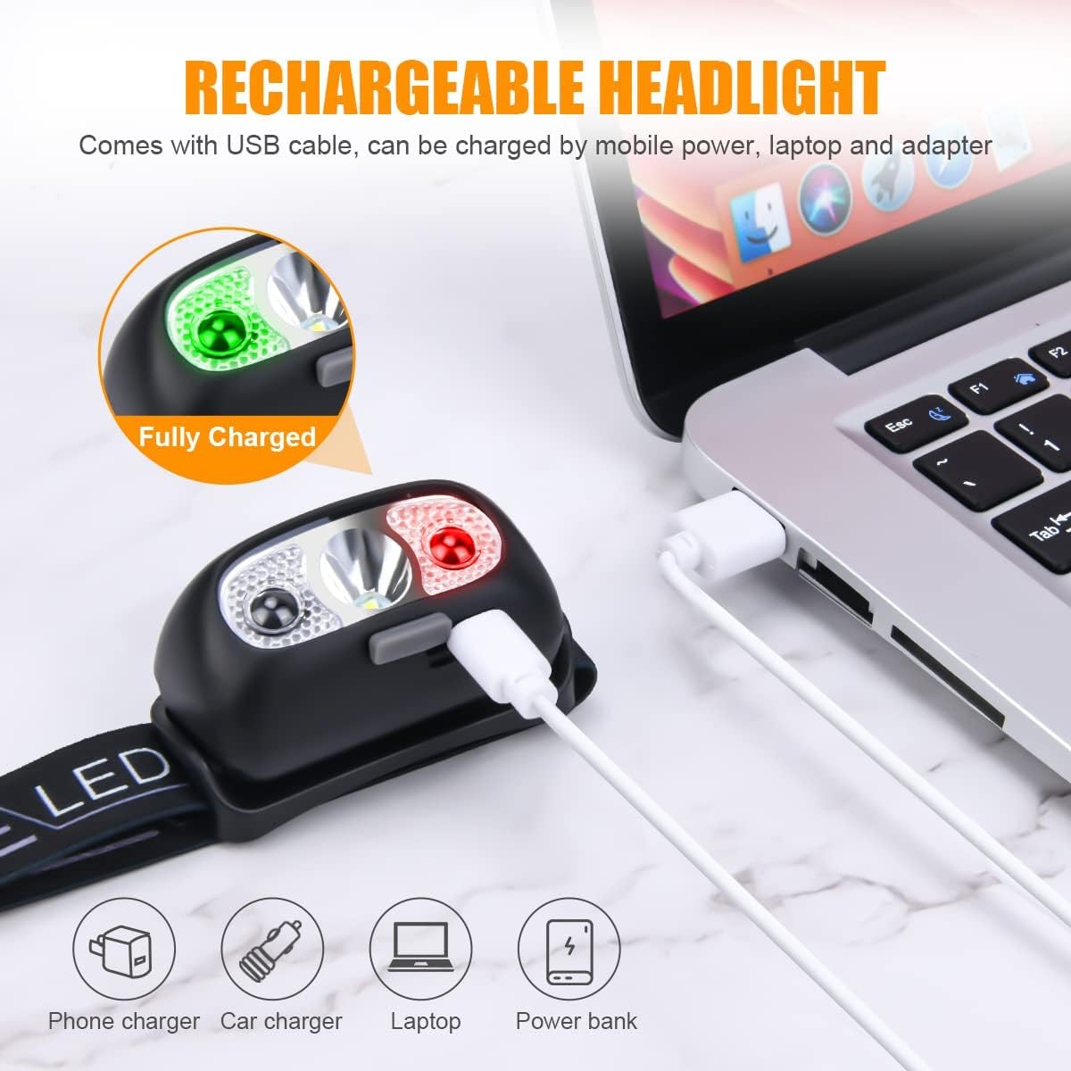Rechargeable COB LED Headlamp Strong Light Waterproof Induction Headlamp Rechargeable Camping Search Light Head Flashlight