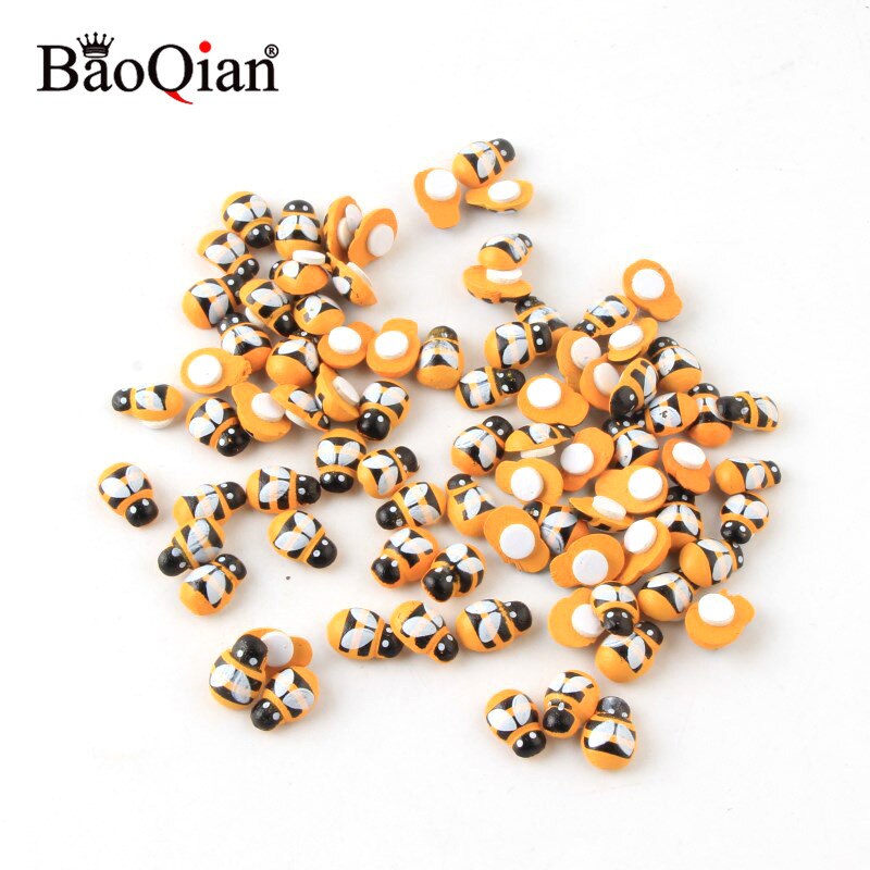 100 st väggdekor trä påskdekoration trä nyckelpiga pärlor för pyssel hantverk heminredning scrapbooking tillbehör 9*13mm