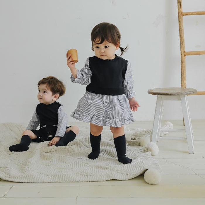 Spring Korean Boys and Girls Two-Piece Striped Romper Romper Baby baby jumpsuit baby clothes