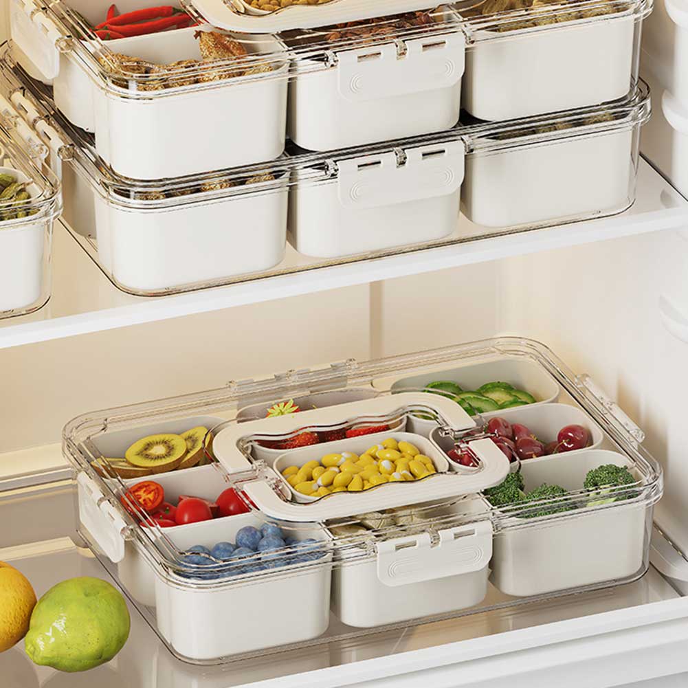 Geteilter Lebensmittelbehälter, Gewürzbox, 6/9 Fächer, Snack-Tablett, Haushaltsbedarf