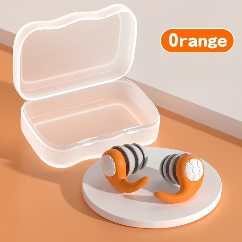 Silikon-Ohrstöpsel mit Geräuschunterdrückung, Geräuschfilter, zum Schlafen, Schwimmen, wasserdicht, dreilagig, stummgeschaltete Ohrstöpsel: Orange