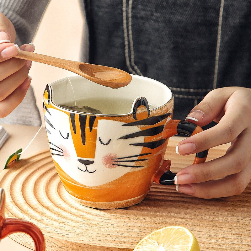 Fox Mug Animal Series Hand-painted Cartoon Water Cup Porcelain Mug Coffee Cup Breakfast Ceramic Mug