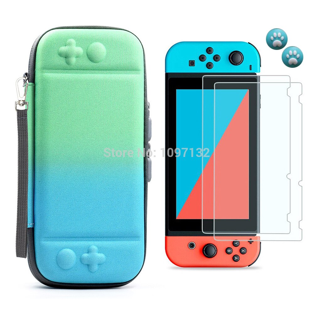 Funda de transporte para Nintendo Switch, Protector de pantalla de vidrio templado para Nintendos Switch: A