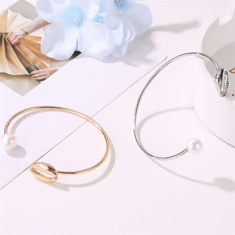 Brazalete de perlas de concha para mujer, pulsera ajustable con dije de concha marina, joyería, de para novias, tendencia 2023, 1 ud.