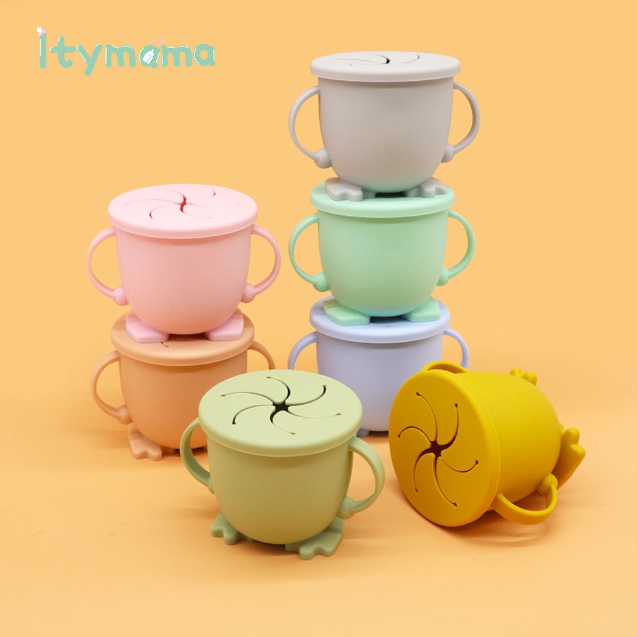 Silicone Tasse De Casse-Croûte Pour Les Tout-petits et Les Enfants Bébé Apprentissage D'alimentation Tasses Vaisselle Pour Enfants SANS BPA De Alimentaire En Silicone Étanche
