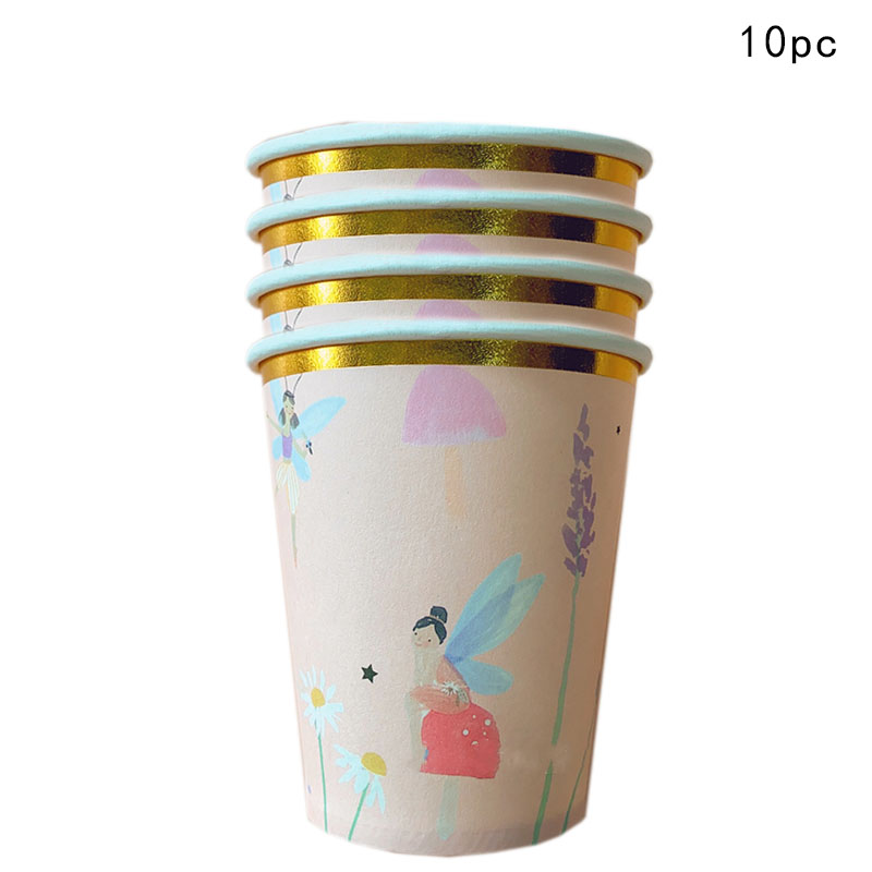 10Guests Fairy Disposabel Tableware Butterfly Goddess Plates Napkin Cups Spring Flower Princess Happy Birthday Party Decor Girl: MINT GREEN