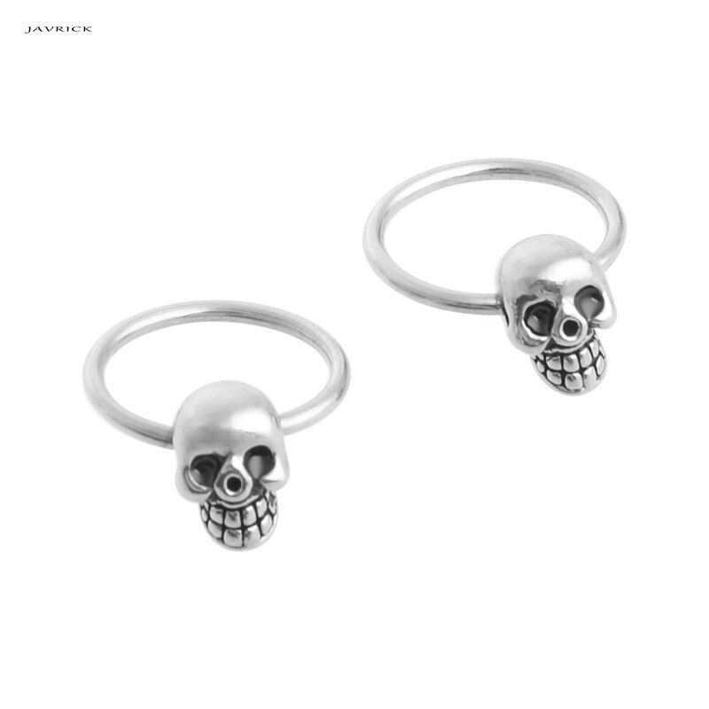 Javrick Punk Retro Schedel Hoofd Oor Piercing Studs Oorbellen Titanium Staal Oor Ghost Studs Persoonlijkheid Sieraden: 1pair