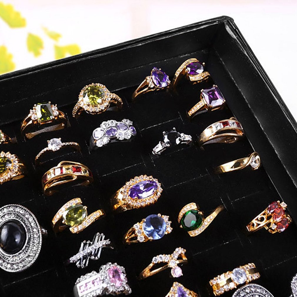 100 Grids Jewelry Tray Case Ring Display Box Portable Ring Carrying Box Tray Holder Accessories Storage Box Organizer