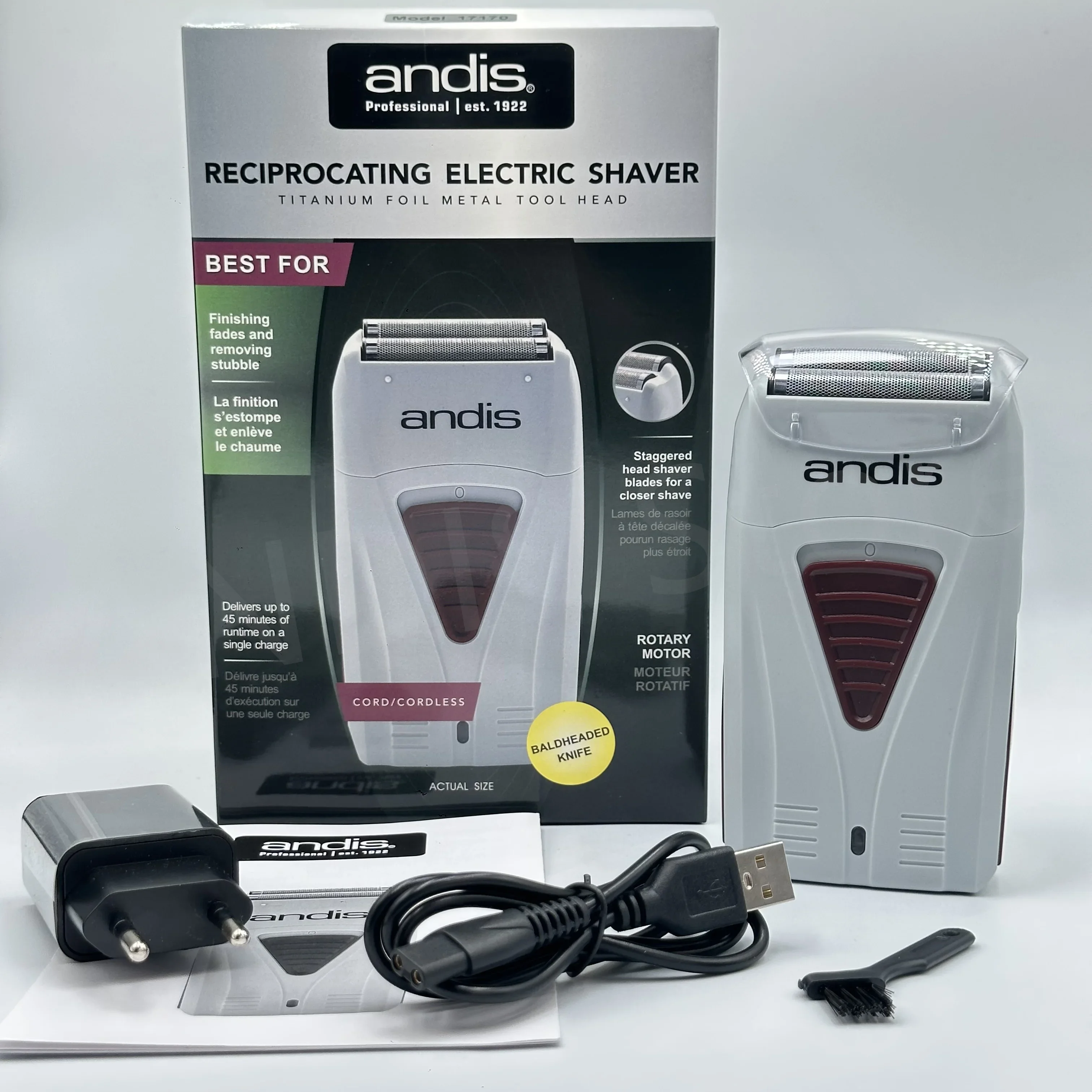 Andis 17170 Folie Lithium Titanium Scheerapparaat Glad Scheren Snoerloos ANDIS Scheerapparaat Voor Mannen Scheermes Kaal Tondeuse 100% Origineel: Black