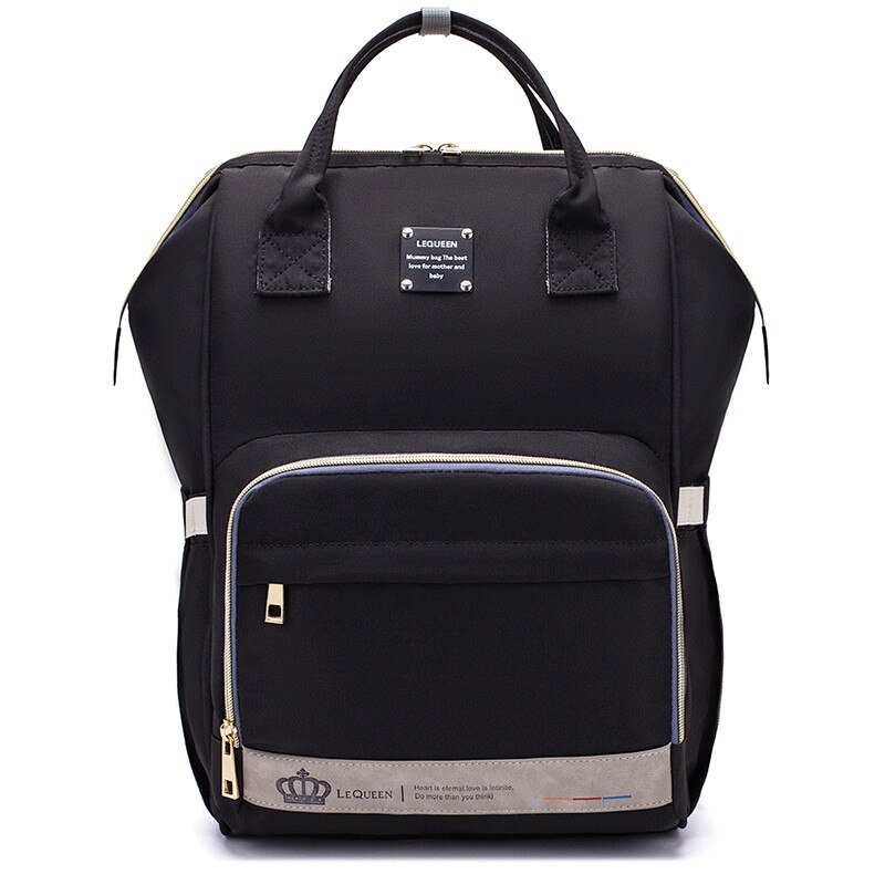Lequeen Nappy Backpack Bag Mummy Large Capacity Bag Mom Baby Multi-function Waterproof Outdoor Travel Diaper Bags For Baby Care: black