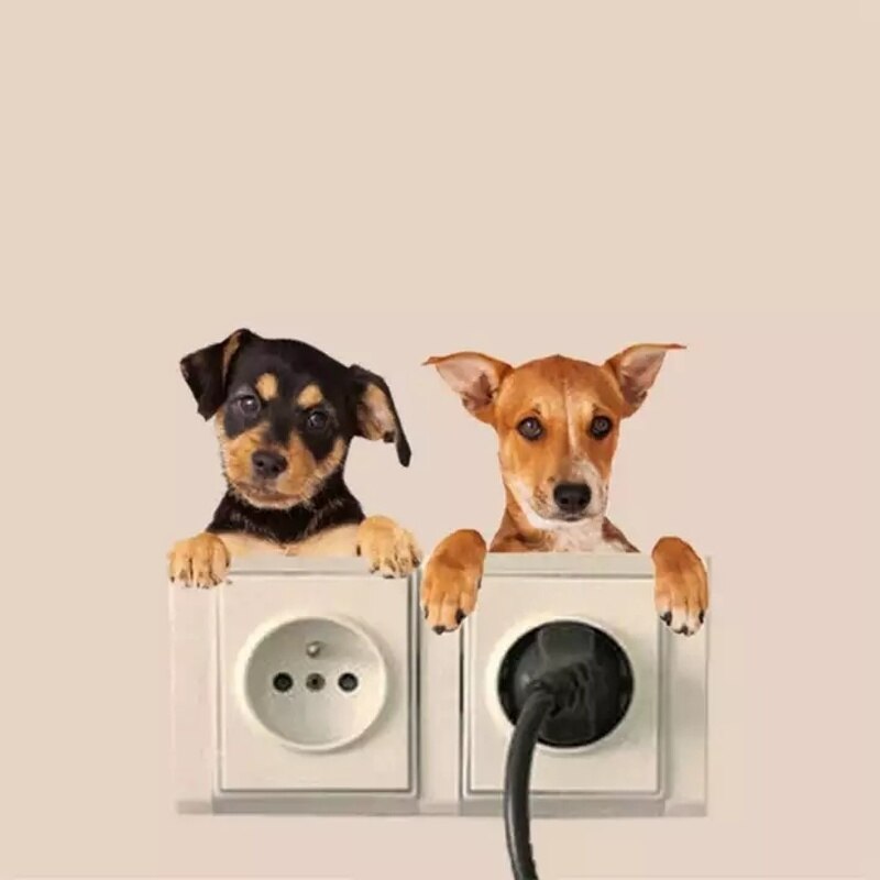 Cartoon Cat and Dog Switch Decoration Wallpaper Children's Room Home Decoration PVC Mural Decoration Wall Decal