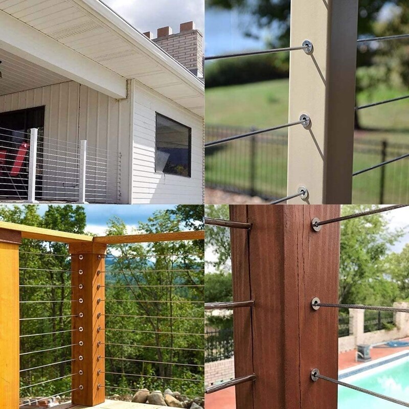 40 Pack T316 Stainless Steel Protector Sleeves For 1/8 inch Wire Rope Cable Railing DIY Balustrade with 1Pc Drill Bit