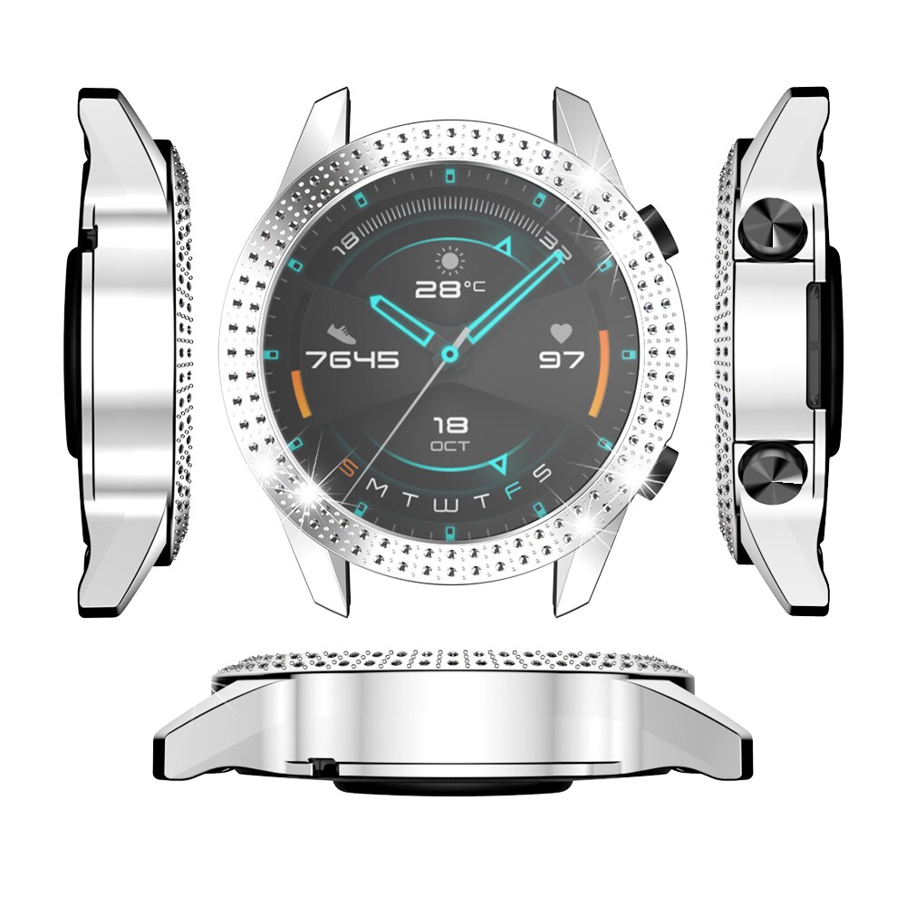 plating Silicone case For huawei watch GT 2E GT2E GT2 GT 2 46mm luxury screen protector smart band diamond coque fundas: Transparent- / for GT2e