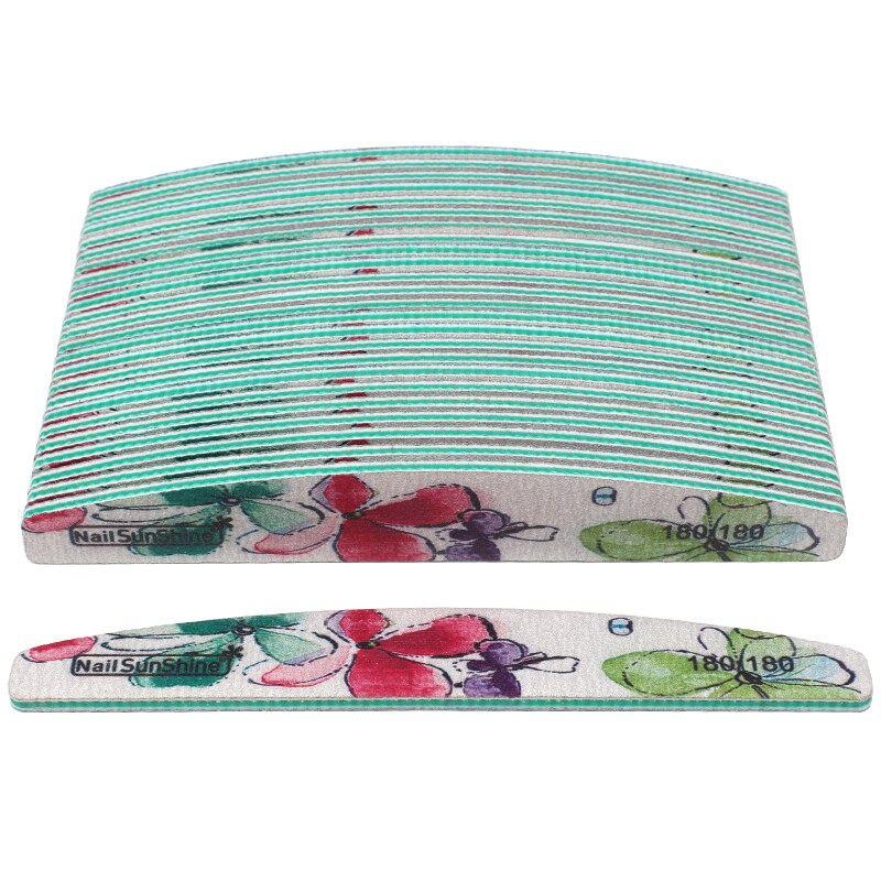 5 st/lot sandpapper nagelfil 180/180 dubbelsidig slipbuffert block grön blombåt nagelfilar för gellack manikyrverktyg
