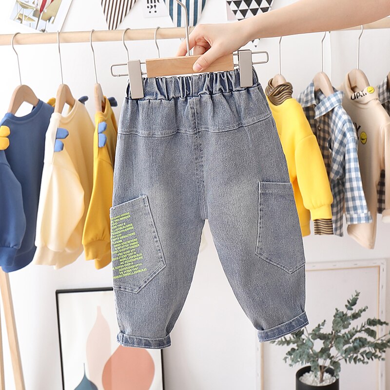 Baby Jungen Mädchen Frühling Herbst Jeans Jungen Persönliche Tasche Jeans Baby Kleidung Klassische Hosen Jungen Beiläufige Lange Hose
