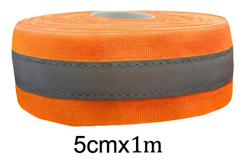 Fluorescent Yellow&amp;Fluorescent Orange Reflective Fabric Tape Sew On Safe Clothing: Orange 1m