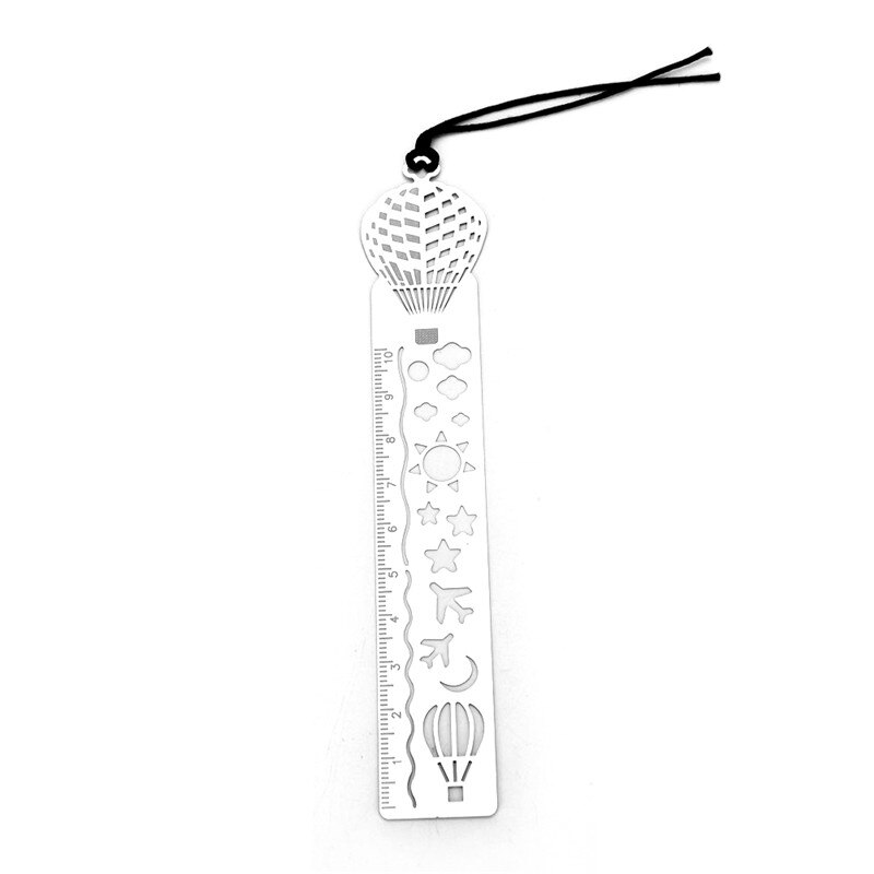 1pc Cartoon bird fish metal bookmark with ruler: 3