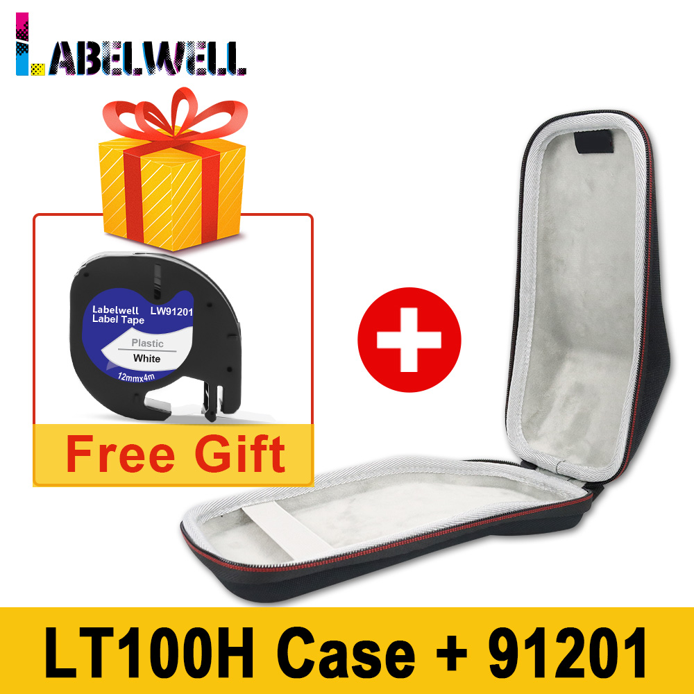 Labelwell futerał ochronny do Dymo LetraTag LT-100H LT100H drukarka do etykiet EVA twarda obudowa do przenoszenia podróży drukarka do przechowywania z 91201: 1Pcs Case and 91201