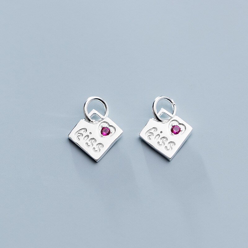 Meetsoft Sekretariat 925 Sterling silber quadratisches schild buchstabe rosa zirkon anhänger diy handgemachter schmuck halskette dekoration accessoire