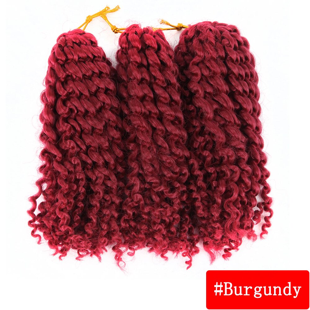 Pageup Marley Braids Hair For Women Ombre 1B/Blue 8 Inch Synthetic Crochet Braids Braiding Hair Extensions 3Pcs/Pac: Burgundy
