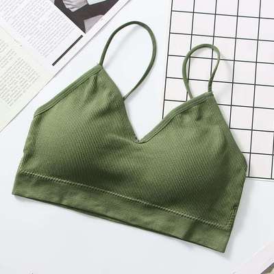 Tops de tubo para mujer, Sujetador deportivo sin huesos, Tops cortos para gimnasio, Bralette para trotar, ropa interior de Fitness para mujer: Verde