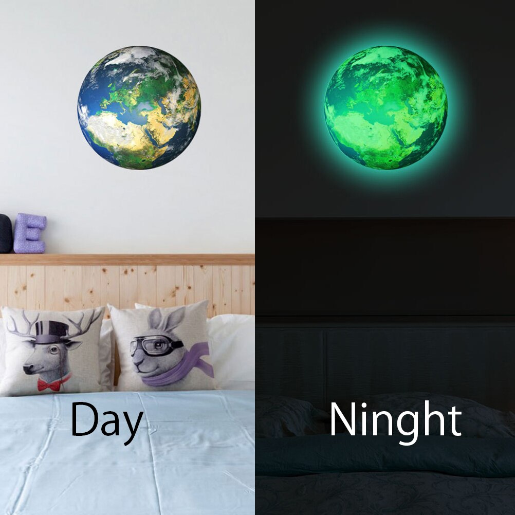 30cm Luminous Earth Glow Sticker Universe Planet Fluorescent Wall Stickers Glow In The Dark DIY Stickers Kids Bedroom Decoration: Colorful6