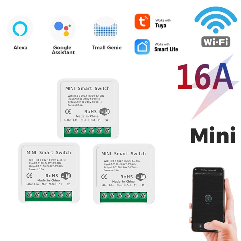 Mini Smart Wifi DIY Switch Supports 2 Way Control, Smart Home Automation Module, Works With Alexa Google Home Smart Life App