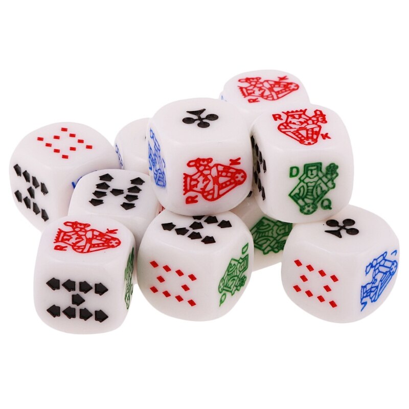 10 stücke 6 Seitige D6 Würfel König Königin Jack 16mm Acryl Poker Spielen Karte Spiel Würfel Freunde Party Bord spiel Würfel