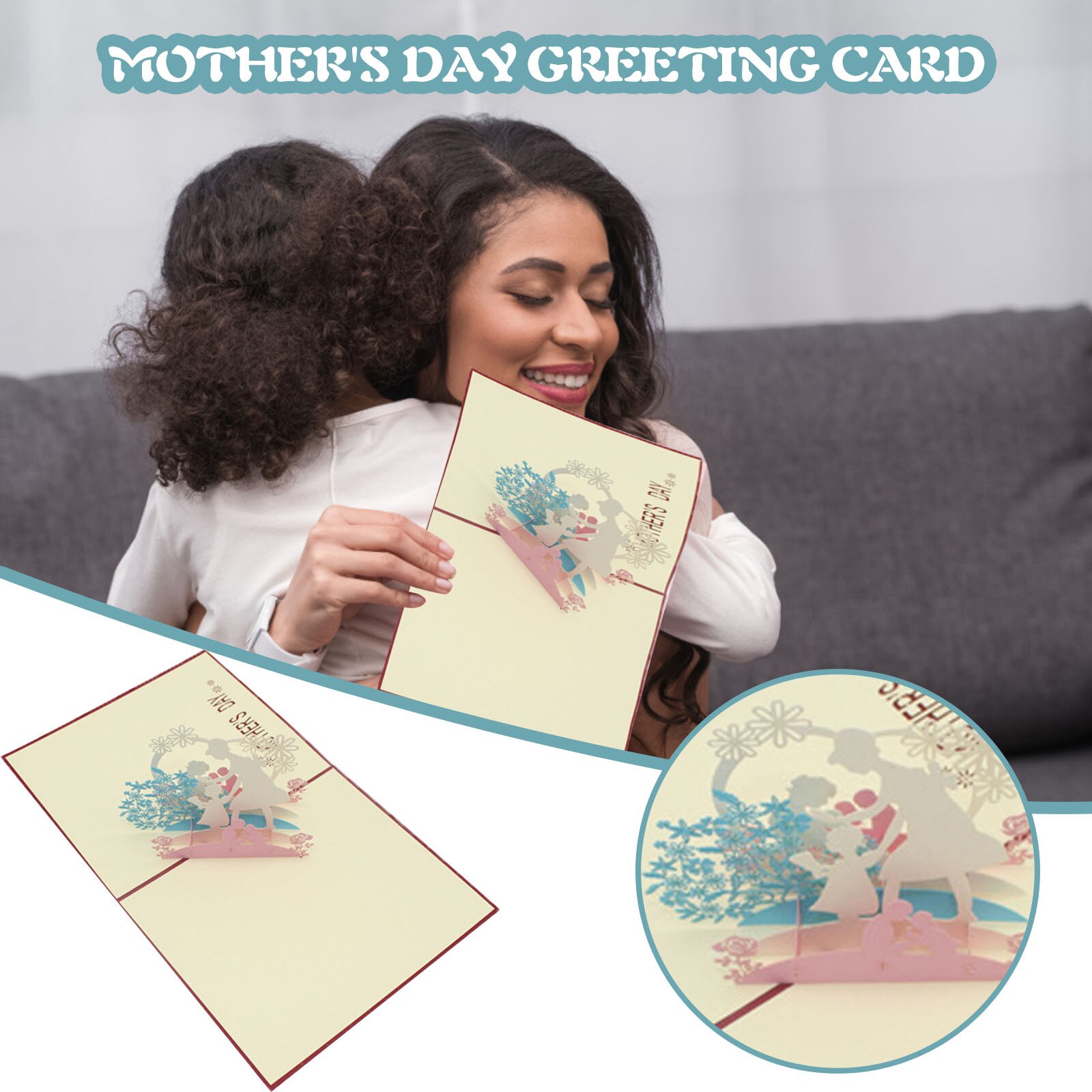 3D Mother's Day Card Handmade Paper Greeting Cards Decor Blessing Card for Mother Party Greeting Invitations Cards