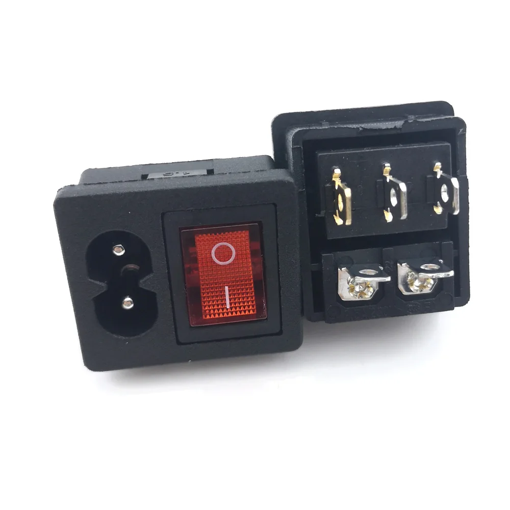 ﻿ Red Rocker Switch Fused Inlet Power Socket Fuse Switch Connector Plug Connectors Dielectric Intensity 250V 20A 500W AC: green