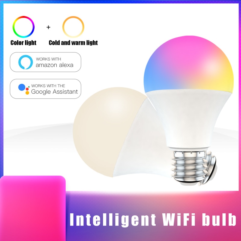 15W WiFi Smart Light Bulb E27 B22 Dimmable RGB+CCT 85-260V Smart Light Bulb Voice Control Work With Alexa Google Home Smart Home