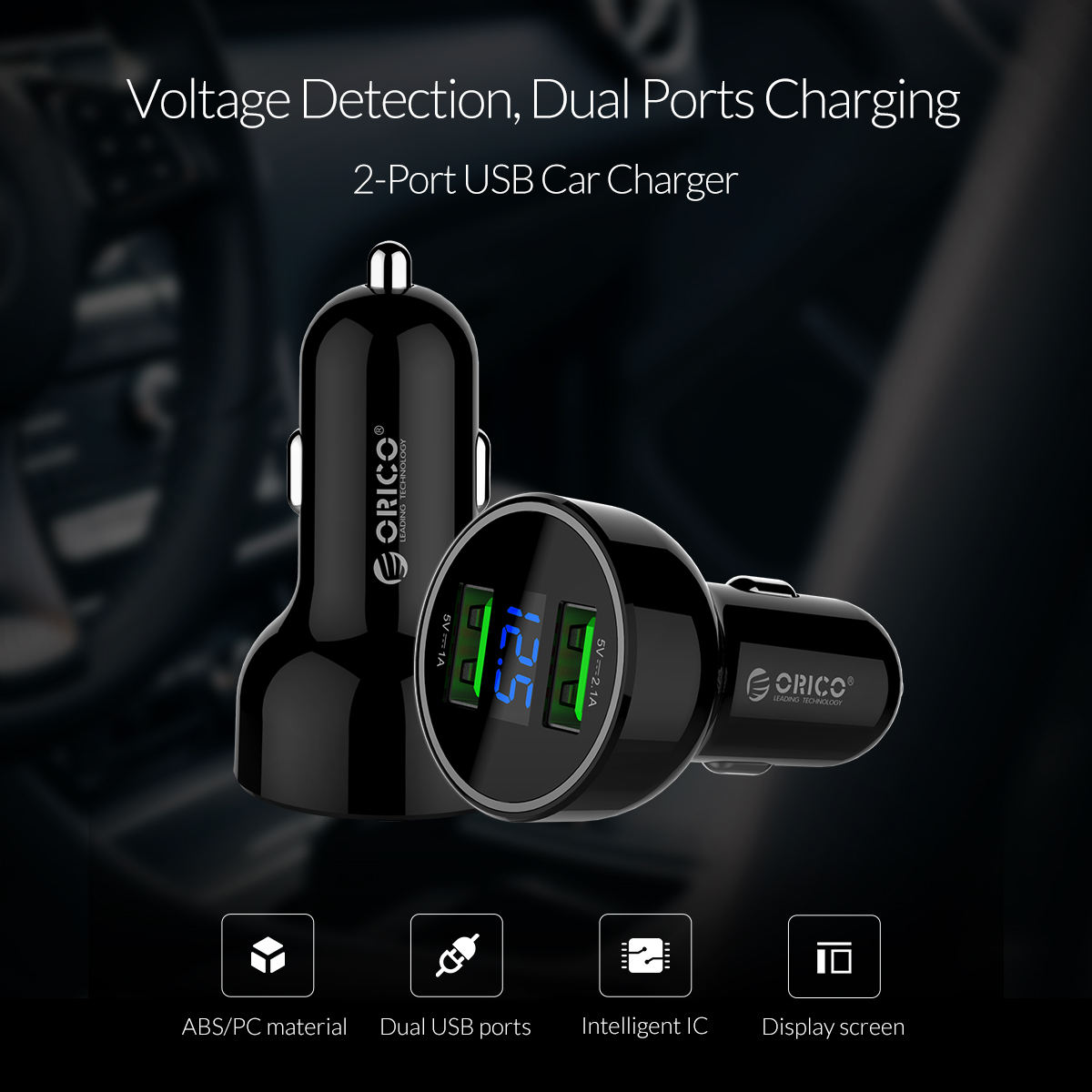 Orico 2 -port-usb-autoladegerät (5 v/ 2.1a ladestation) für iphone, samsung, xiaomi und tablets