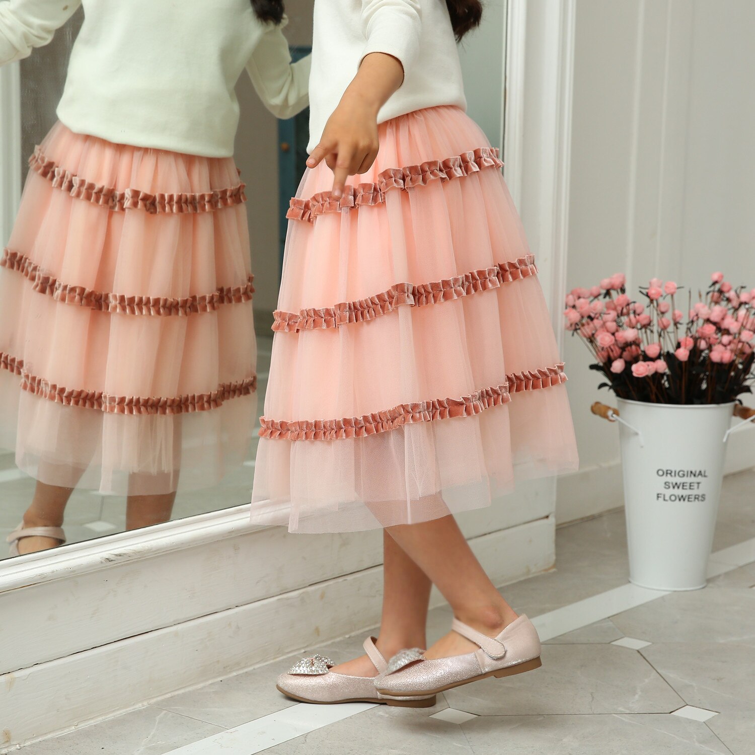 Ins Spring Children Skirts Girls Summer Short Skirts Mesh Skirt: 10