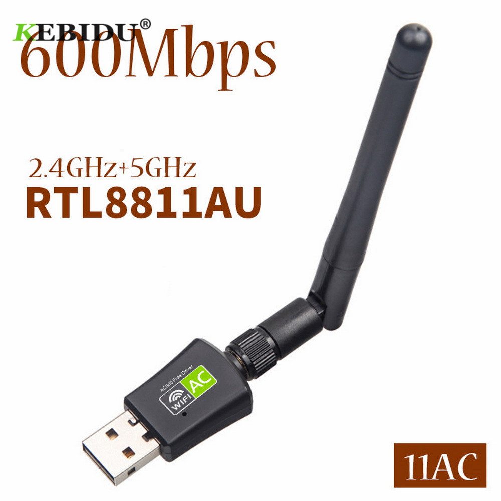 Kebidu autista libero 600Mbps 5/2. 4Ghz Schede di Rete Wifi Adattatore USB doppio gruppo musicale antenna LAN Dongle Wifi per vincita 7 8 10 RTL8811AU