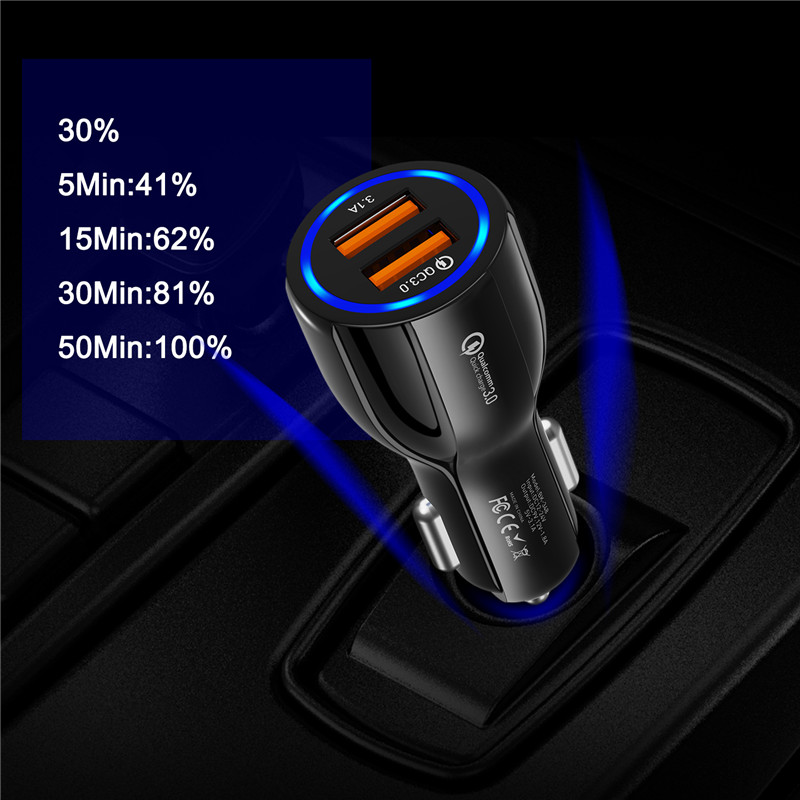 Quick Charge Dual USB Car Charger QC 3.0 Fast Charging For Xiaomi 9 Huawei P30 Pro For iPhone XS 8 Samsung Adapter Phone Charger