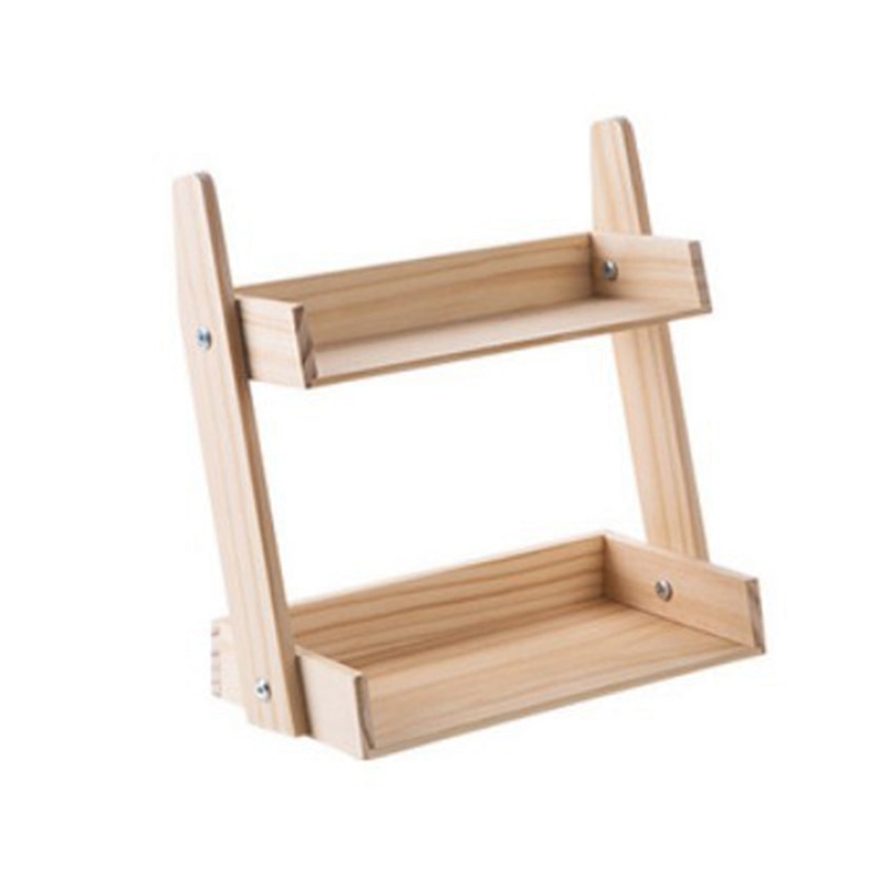 Trä kryddställ kök multifunktions bänkskiva kryddlåda förvaringsställ flerlagers krydda hållare: 2 lager