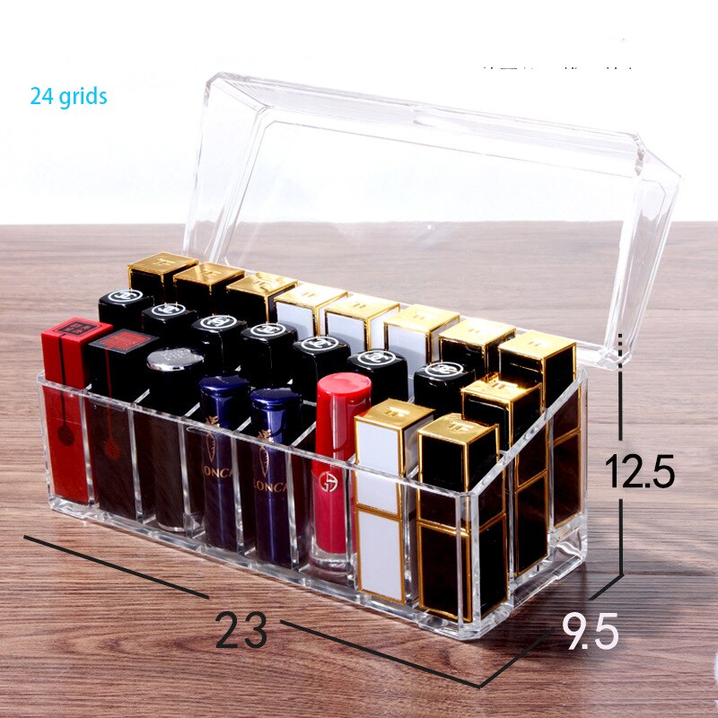Transparent Lipstick Storage Box With Lid Acrylic Cosmetic Makeup Holder Organizer Multifunctional Display Case