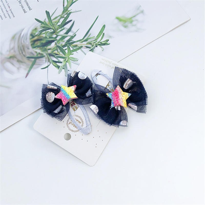 Balleenshiny Kids Hair Clips Cute Bow Hair Pins BB Clip For Girls Kids Handmade Boutique Mini Hairpin Hair Accessories Headwear