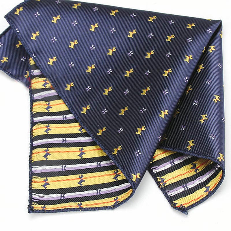 KR1328 Men's Polyester Silk Handkerchiefs Pocket Squares Mixed Patterns Jacquard for Suits Jackets Wedding Party Business