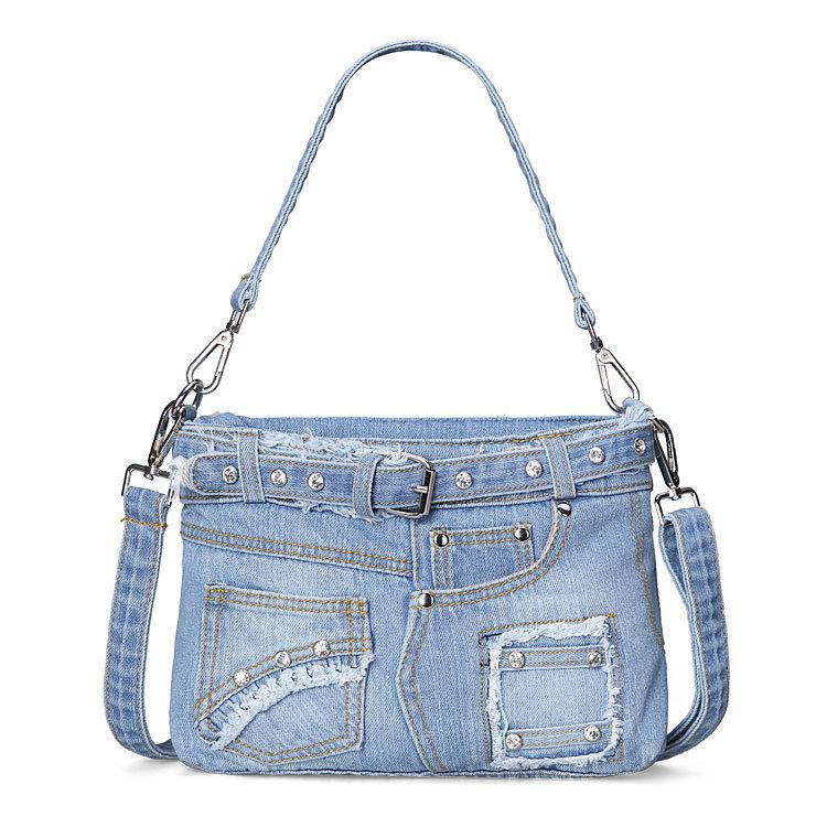 Bolso vaquero de informal para mujer, bolsos de mano para mujer, bolsos de tela vaquera para mujer, bolsos de hombro para mujer, bolsos de tela de vaquero: blue