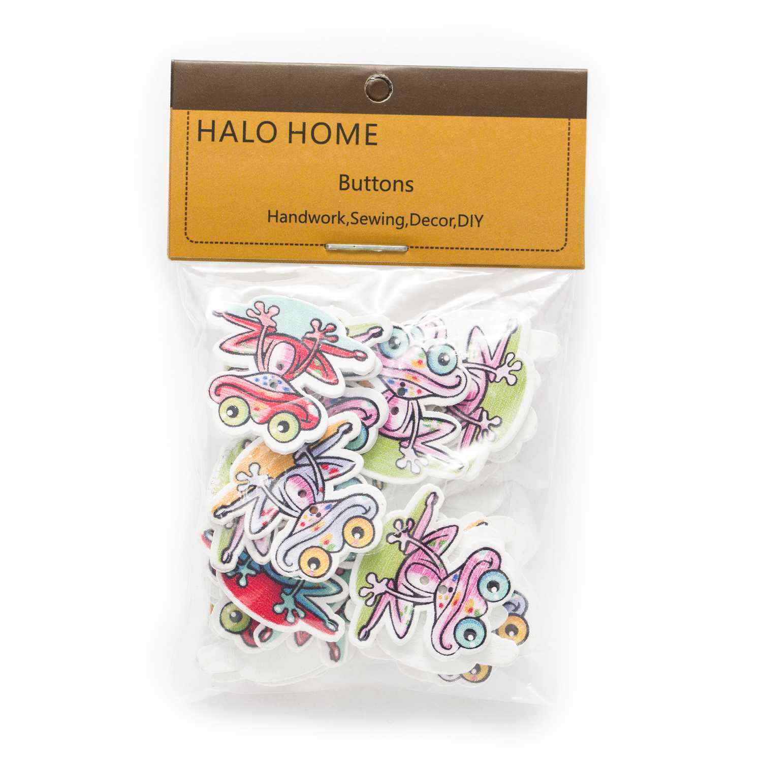 30Pcs Gemengde 2 Gat Dier Kikker Hout Knoppen Voor Naaien Plakboek Kleding Ambachten Handwerk Accessoires Handgemaakte Kaart Diy 31x28mm