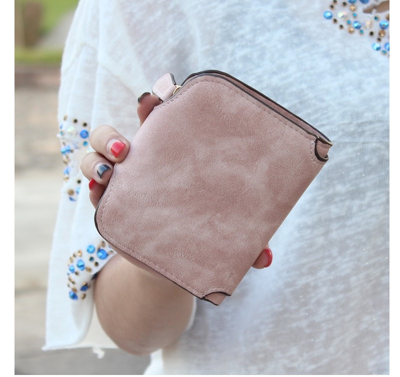 Lady Snap Fastener Zipper Short Clutch Wallet Solid Letter Small Female Purse Short Purse Vintage Matte Women Wallet