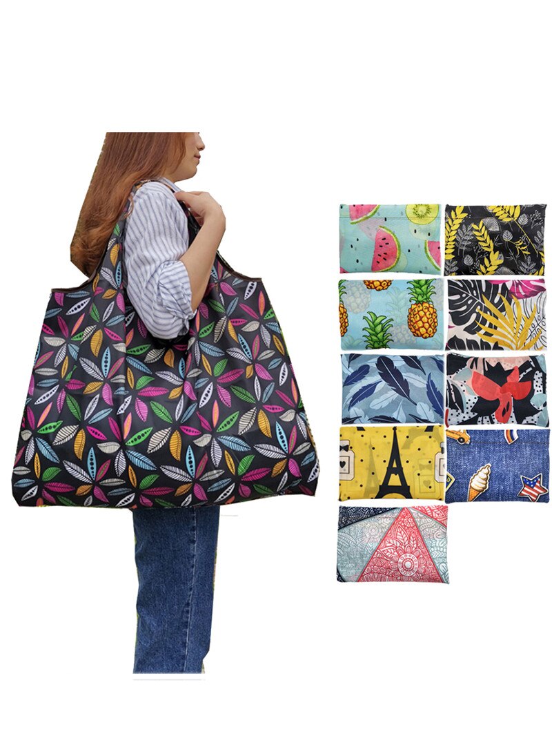 20 Colors Reusable Shopping Bag Large Foldable Washable Tote Purse Waterproof Grocery Bag for Everyday Use