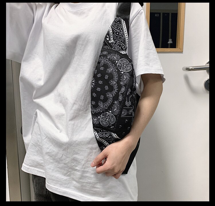 Midjeveske fanny pack harajuku stil damebelteveske mørk hip-hop rumpeveske slynge brystveske reise dagligliv high street
