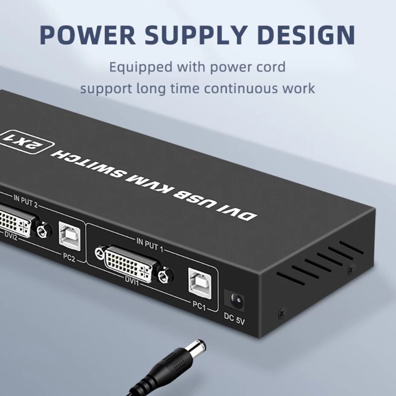DVI KVM Switch 2x1 DVI USB Switch 2 In 1Out DVI KVM Docking Station Selector Printer Sharing Hub Monitor Adapter KVM Converter
