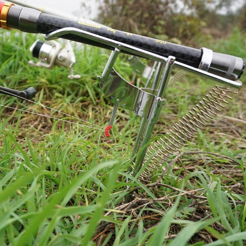 Opvouwbare automatische dubbele veerhoek vishengel tackle beugel roestwerende stalen visbeugel hengelhouder vistuig