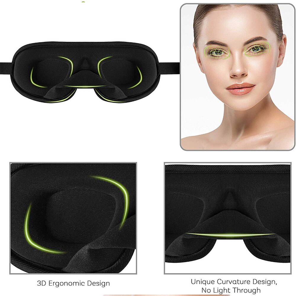 Eye mask for Sleeping Travel 3D Contoured Cup Blindfold Concave Molded Night Sleep Mask Block Out Light with women men